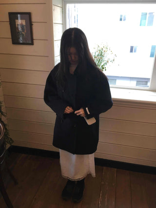 Minimal Loose Fit Single Belted Short Coat