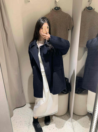 Minimal Loose Fit Single Belted Short Coat