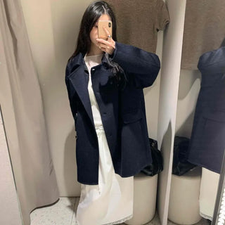 Minimal Loose Fit Single Belted Short Coat