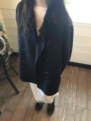 Minimal Loose Fit Single Belted Short Coat