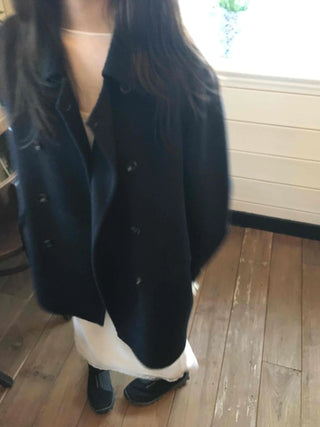 Minimal Loose Fit Single Belted Short Coat