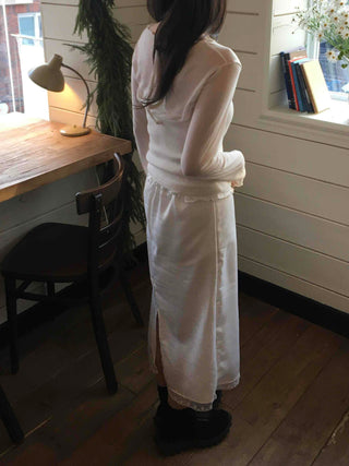 Vintage Washed Pocket Denim Long Skirt