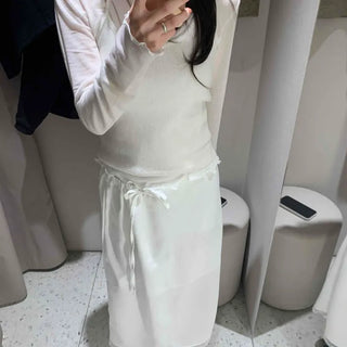Vintage Washed Pocket Denim Long Skirt