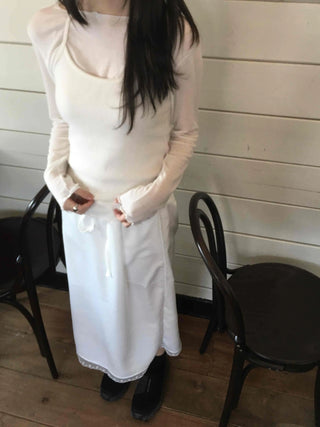 Vintage Washed Pocket Denim Long Skirt