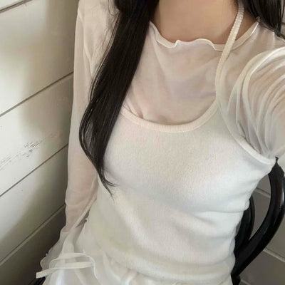 Mellow Frill Neck Slim Fit Inner Long Sleeve T-shirt