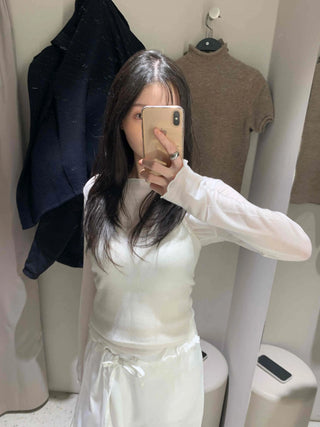 Mellow Frill Neck Slim Fit Inner Long Sleeve T-shirt