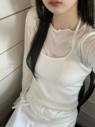 Mellow Frill Neck Slim Fit Inner Long Sleeve T-shirt