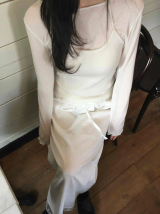 Mellow Frill Neck Slim Fit Inner Long Sleeve T-shirt