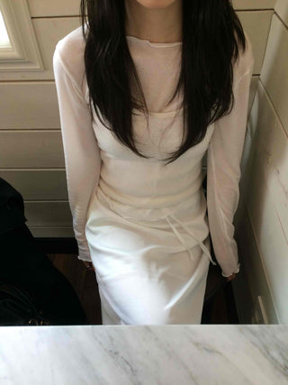 Mellow Frill Neck Slim Fit Inner Long Sleeve T-shirt