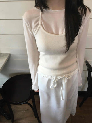 Mellow Frill Neck Slim Fit Inner Long Sleeve T-shirt