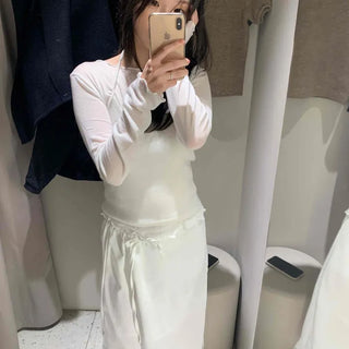 Mellow Frill Neck Slim Fit Inner Long Sleeve T-shirt