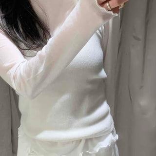 Mellow Frill Neck Slim Fit Inner Long Sleeve T-shirt