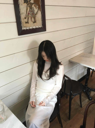 Mellow Frill Neck Slim Fit Inner Long Sleeve T-shirt