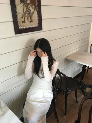 Mellow Frill Neck Slim Fit Inner Long Sleeve T-shirt