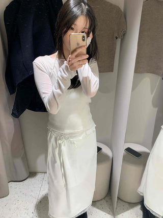Mellow Frill Neck Slim Fit Inner Long Sleeve T-shirt