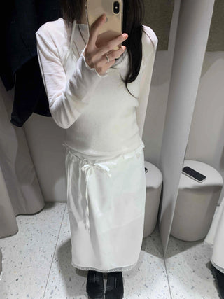 Mellow Frill Neck Slim Fit Inner Long Sleeve T-shirt