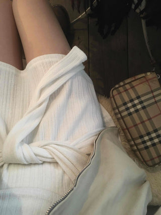 Drape Wrap Detail Horizontal Ribbed Crop Knit Elastic Banded Flare Shorts Two-Piece Set