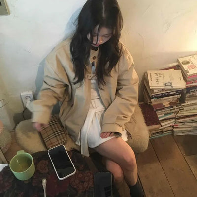 Snap Button Ribbed Short Bomber Jumper