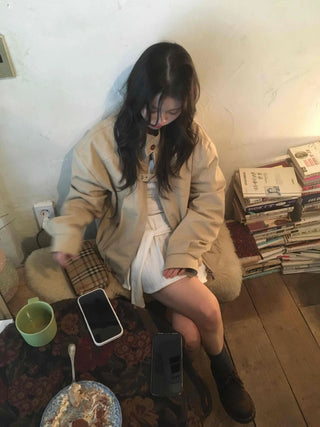 Snap Button Ribbed Short Bomber Jumper