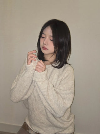 Wide Sleeve Side Slit Long Knit