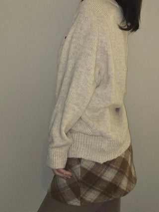 Wide Sleeve Side Slit Long Knit