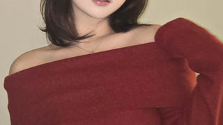 Romantic Foldover Wide Neck Slim Fit Long Sleeve T-shirt
