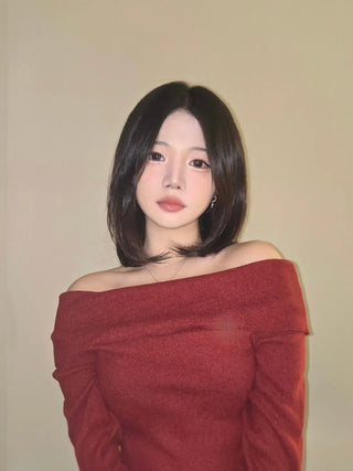 Romantic Foldover Wide Neck Slim Fit Long Sleeve T-shirt