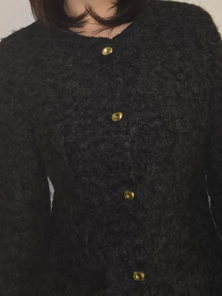 Heathered Wool Texture Single Button Slim Dress