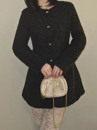 Heathered Wool Texture Single Button Slim Dress