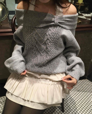Loose Knit Layered Frill Mini Skirt