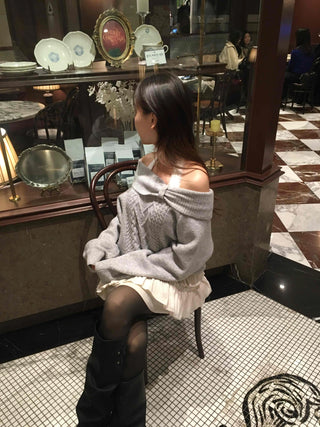 Loose Knit Layered Frill Mini Skirt