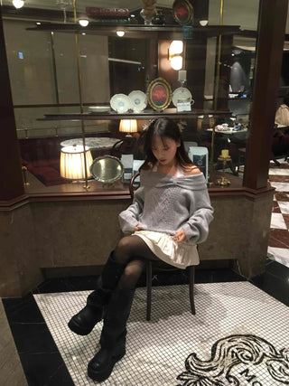 Loose Knit Layered Frill Mini Skirt