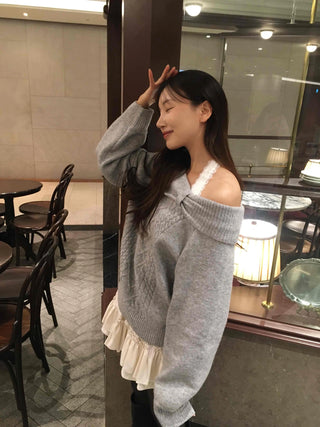 Loose Knit Layered Frill Mini Skirt