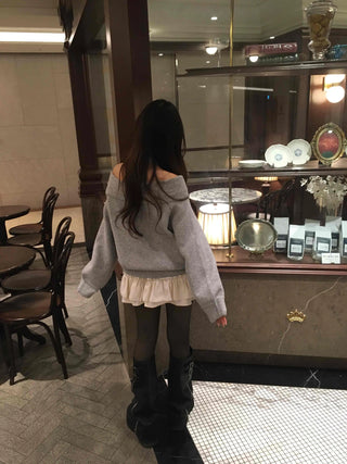 Loose Knit Layered Frill Mini Skirt