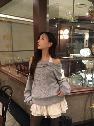 Loose Knit Layered Frill Mini Skirt