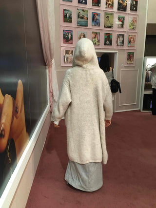 Campus Mood Knit Hoodie Maxi Cardigan