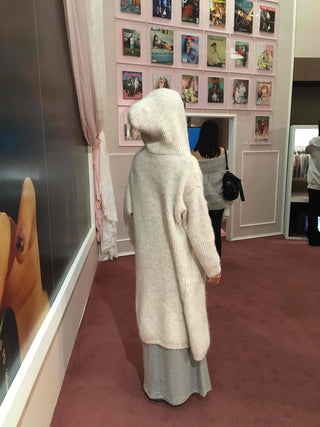 Campus Mood Knit Hoodie Maxi Cardigan