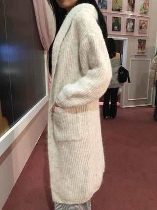 Campus Mood Knit Hoodie Maxi Cardigan