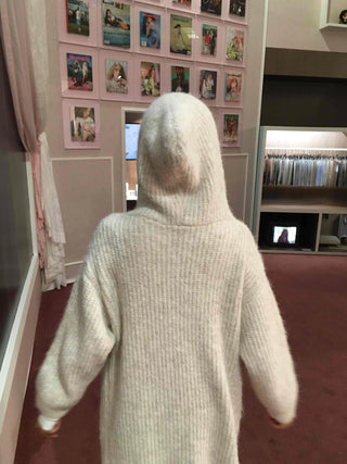 Campus Mood Knit Hoodie Maxi Cardigan