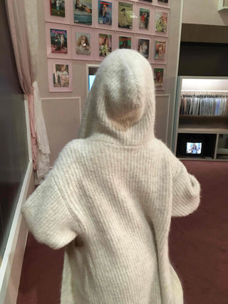 Campus Mood Knit Hoodie Maxi Cardigan