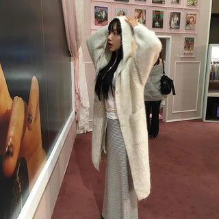 Campus Mood Knit Hoodie Maxi Cardigan