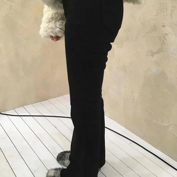 High-waisted Bootcut Wide-Elastic Denim Pants