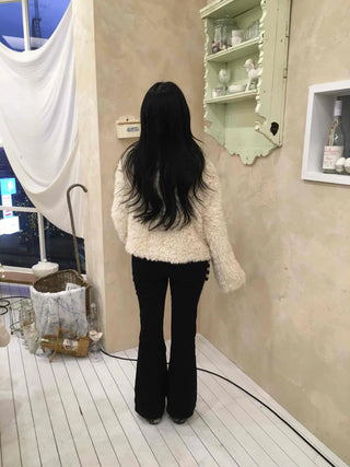 High-waisted Bootcut Wide-Elastic Denim Pants