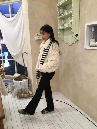 High-waisted Bootcut Wide-Elastic Denim Pants
