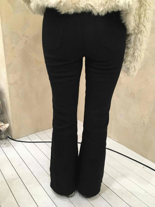 High-waisted Bootcut Wide-Elastic Denim Pants