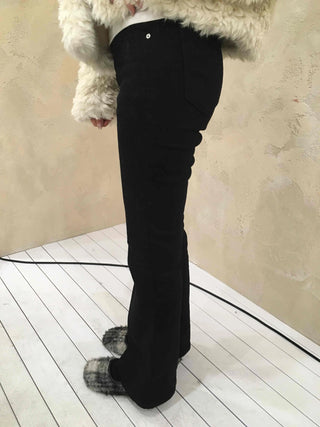 High-waisted Bootcut Wide-Elastic Denim Pants