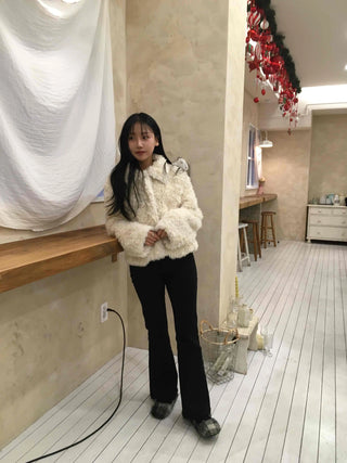 High-waisted Bootcut Wide-Elastic Denim Pants