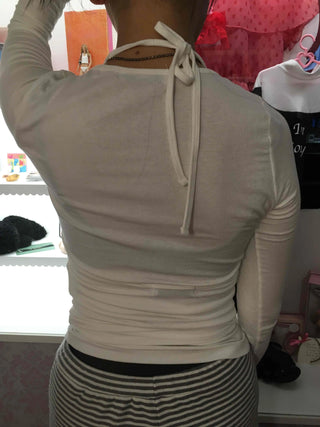 Slim Fit Square Neck Ribbed Long Sleeve T-shirt