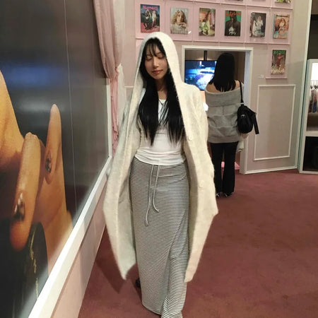 Striped Elastic Slim Fit Maxi Skirt