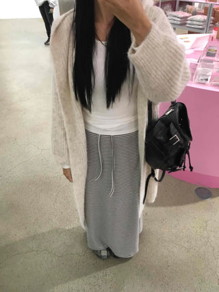 Striped Elastic Slim Fit Maxi Skirt